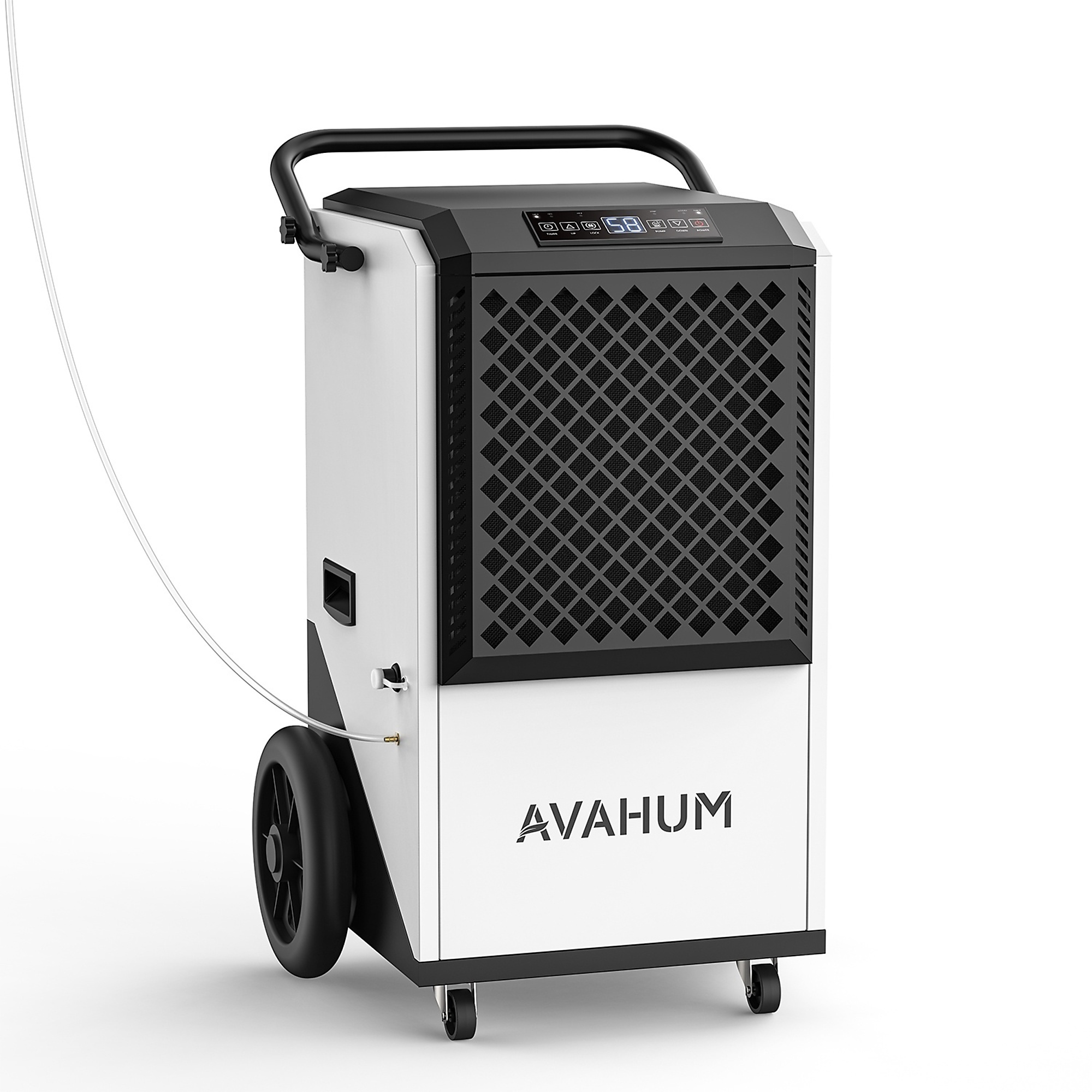 EdenDirect Commercial Dehumidifier — 250 Pints, 8,000 Sq. Ft. Coverage, Auto Defrost, 24H Timer, Optional Pump Drainage, White & Gray, Model# NTE-AM270P